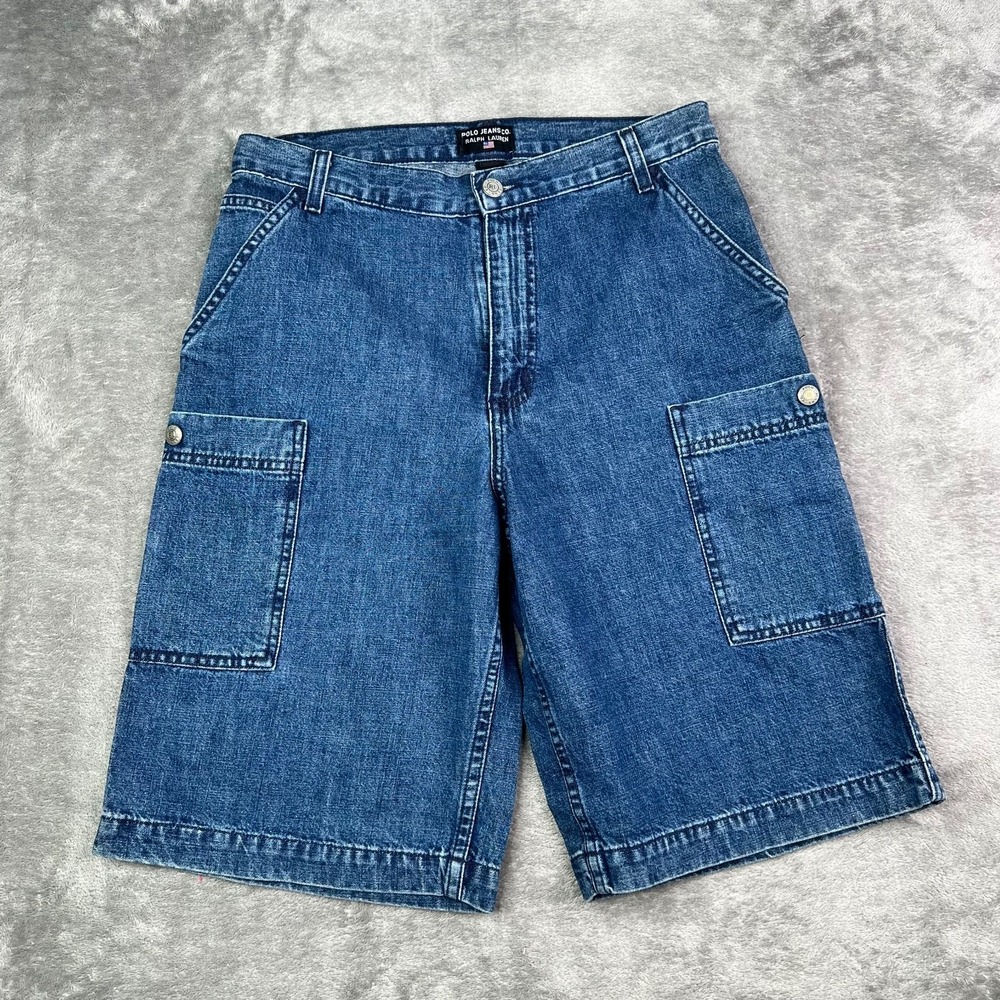 Polo Ralph Lauren Jeans Co. Denim Cargo Shorts Womens 16 Blue Carpenter 11"